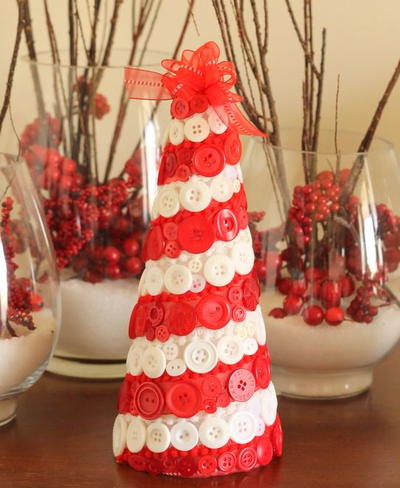 Candy Cane Button Tabletop Tree Candy Cane Button Tabletop Tree
